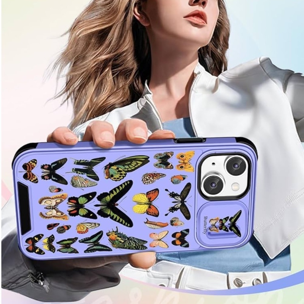 iPhone 14 Plus Case 6.7 Inch - with Camera Cover Cute Designed Butterfly
